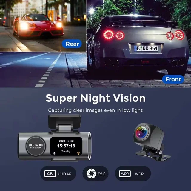 دوربین فیلمبرداری ثبت وقایع خودرو مدل 4K Ultra HD WiFi به همراه دوربین عقب 101898060